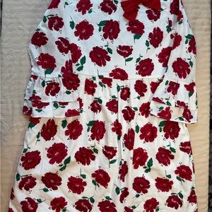 NWT Floral Red and White Kids Dress Size 16